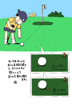 On the green (around the hole), the player may
